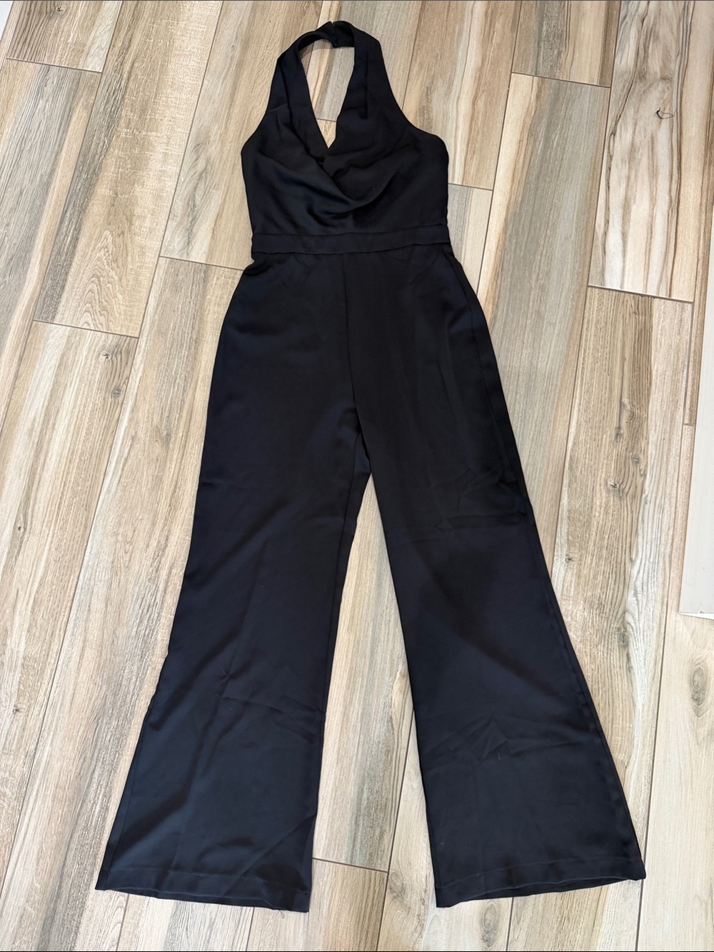 Elegant Black Halter Wide-Leg Jumpsuit